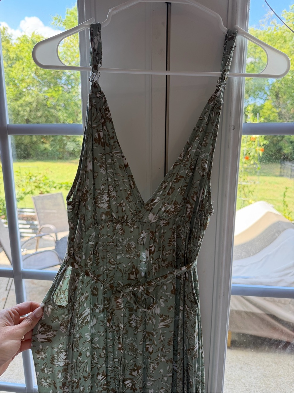 Floral V-Neck Maxi Dress in Sage Green